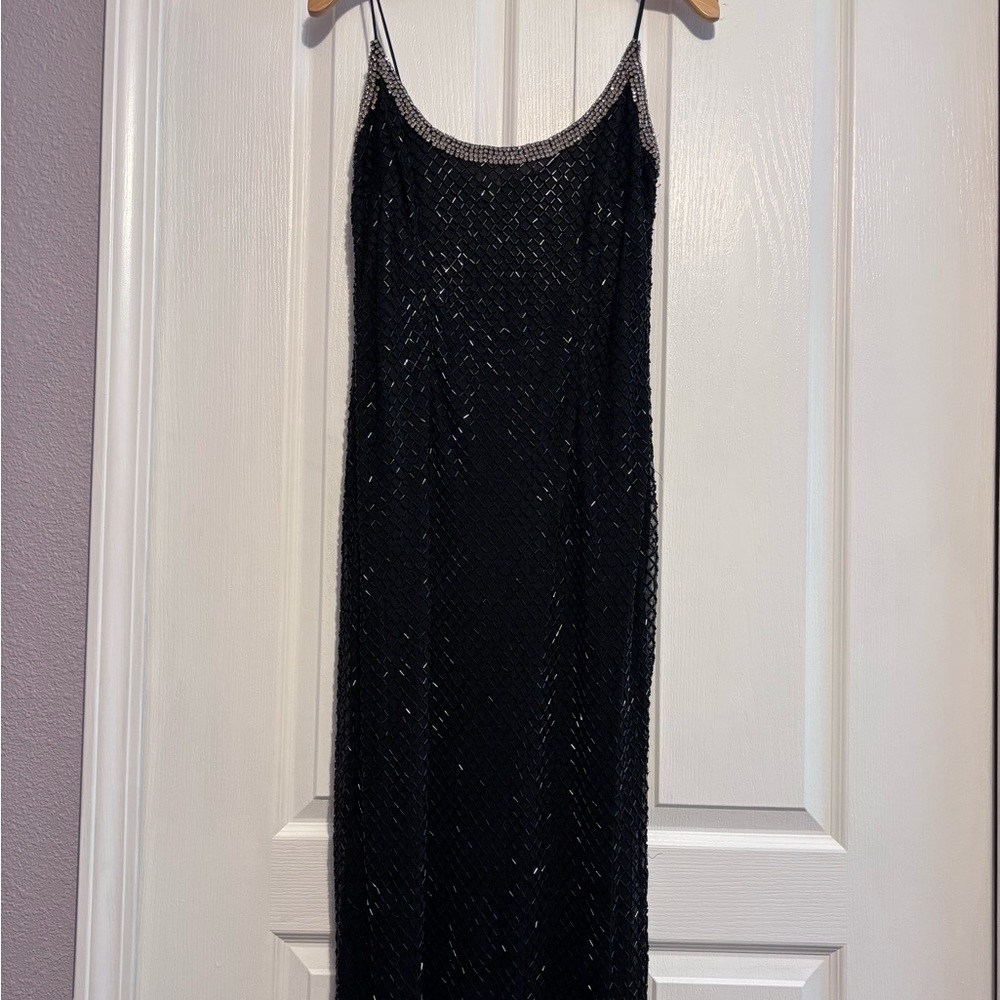 Black Beaded Slip Dress - NWT